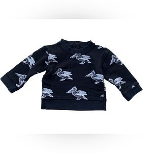 Peacheyboo Size 18-24 Months Black and White Pelican Crewneck Sweatshirt